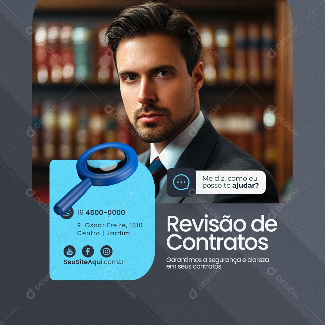 Revisão de Contratos Garantimos a Segurança e Clareza Sociall Media PSD Editável