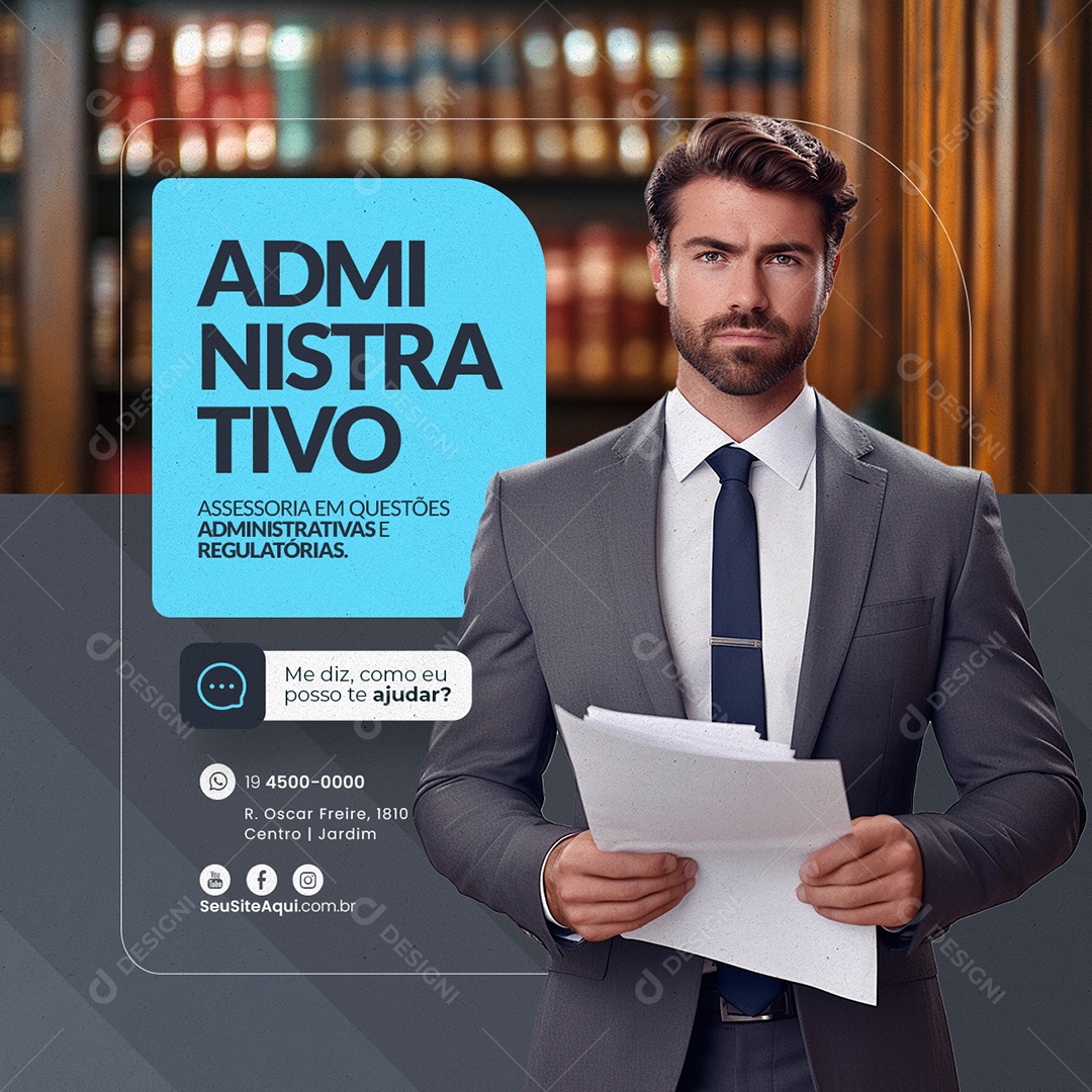 Administrativo Assessoria em Questões Administrativas Social Media PSD Editável