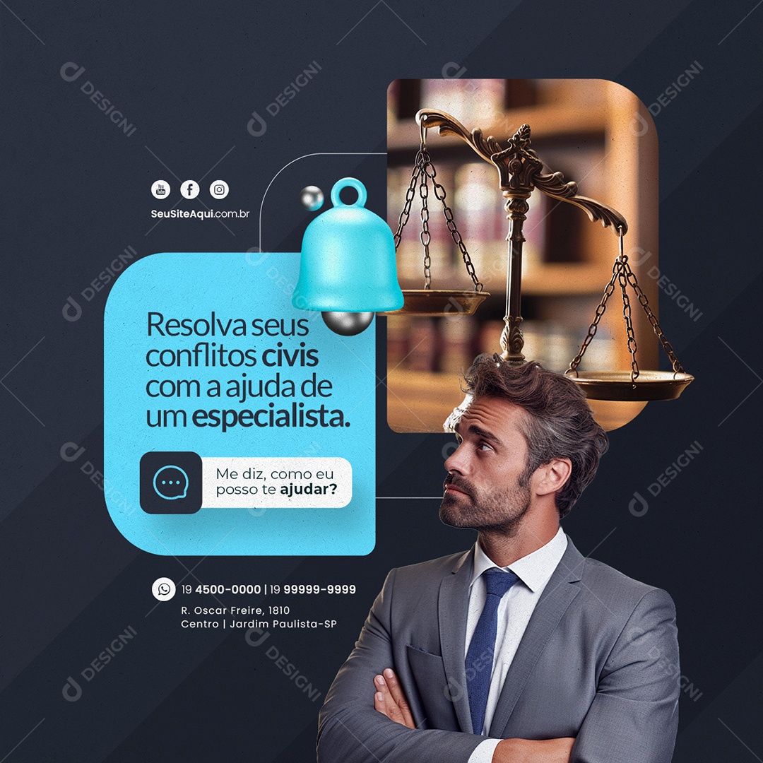 Resolva seus Conflitos Civis com a Ajuda de um Especialista Social Media PSD Editável