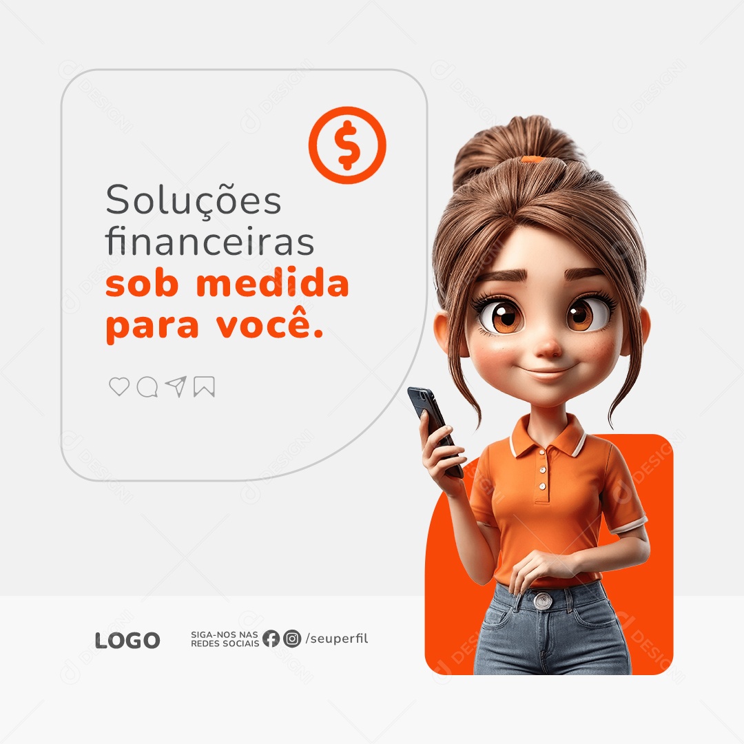 Empréstimo Soluções Financeiras Sob Medida para Você Social Media PSD Editável