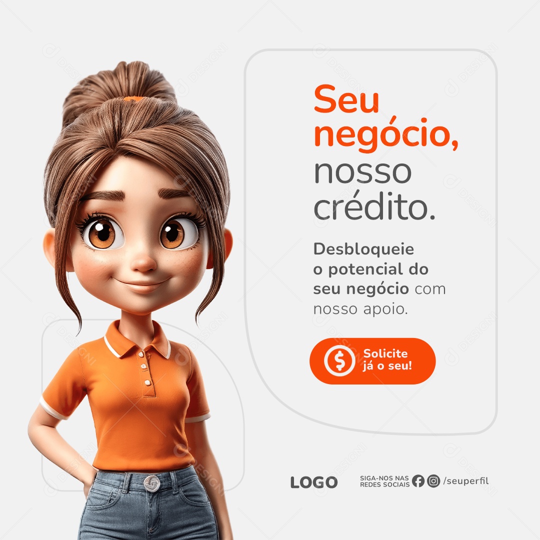 Empréstimo Seu Negócio nosso Crédito Social Media PSD Editável