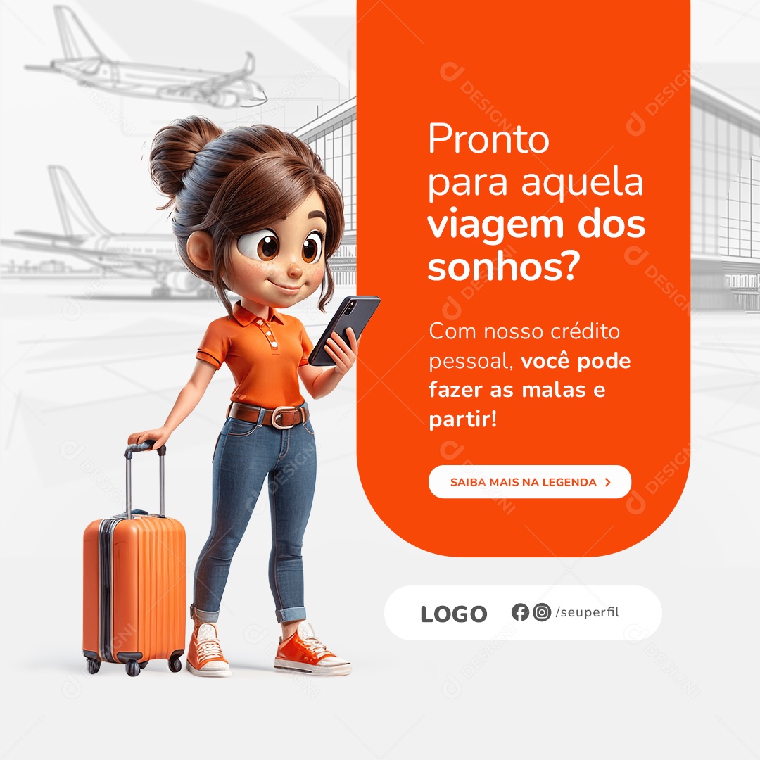 Empréstimo Pronto para Aquela Viagem dos Sonhos Social Media PSD Editável
