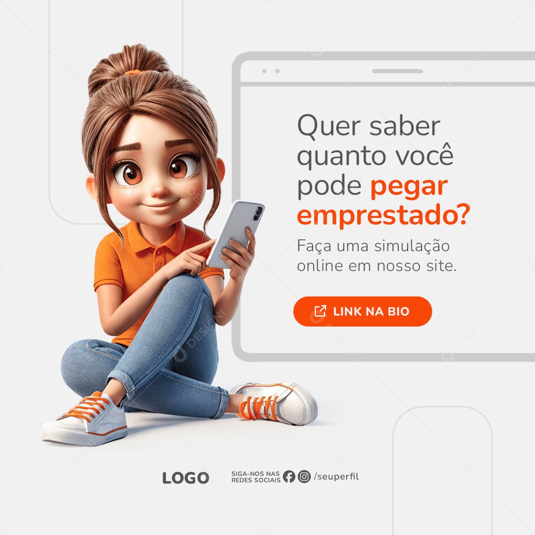 Empréstimo Quer saber Quanto Você pode Pegar Emprestado Social Media PSD Editável