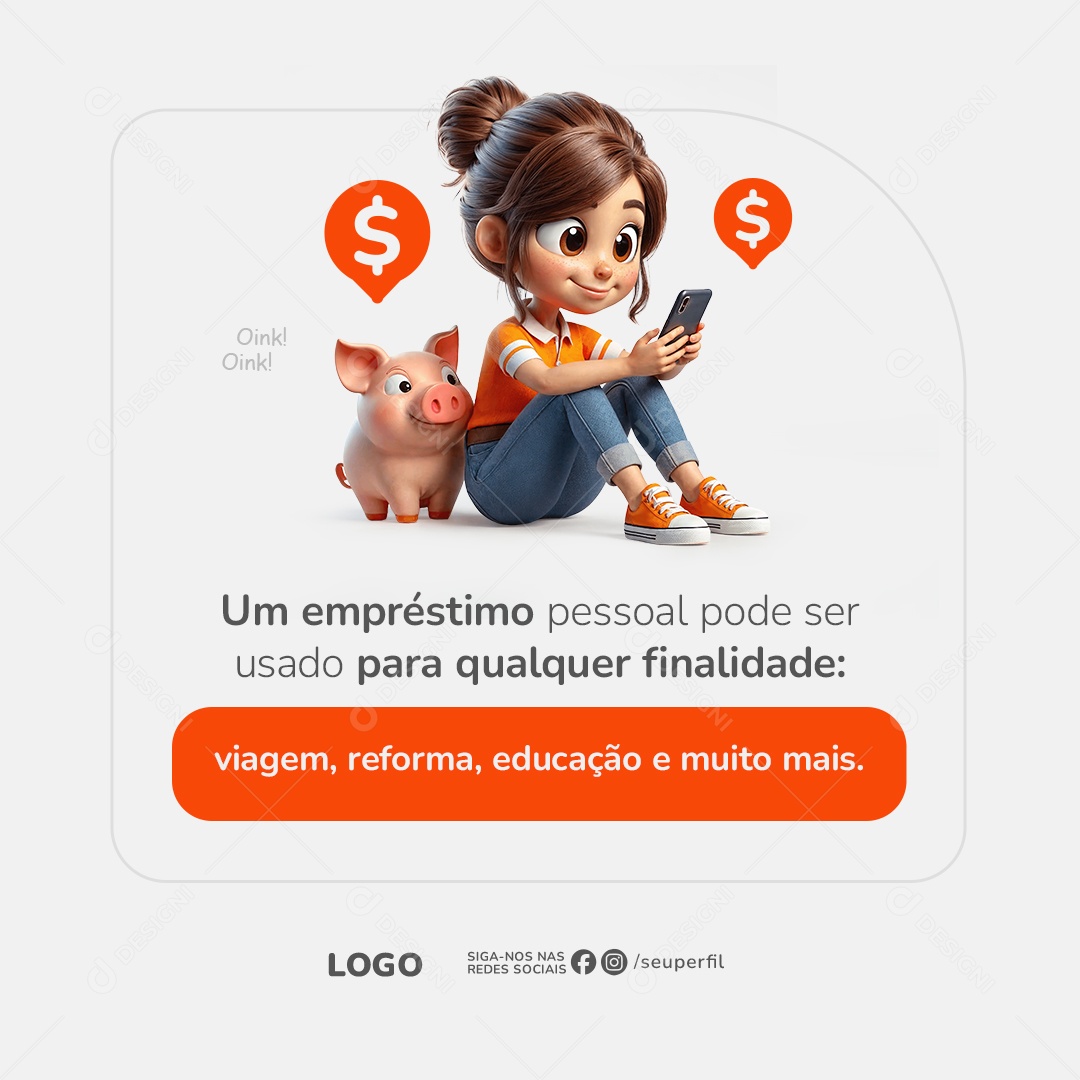 Empréstimo Pessoal Pode ser Usado para Qualquer Finalidade Social Media PSD Editável