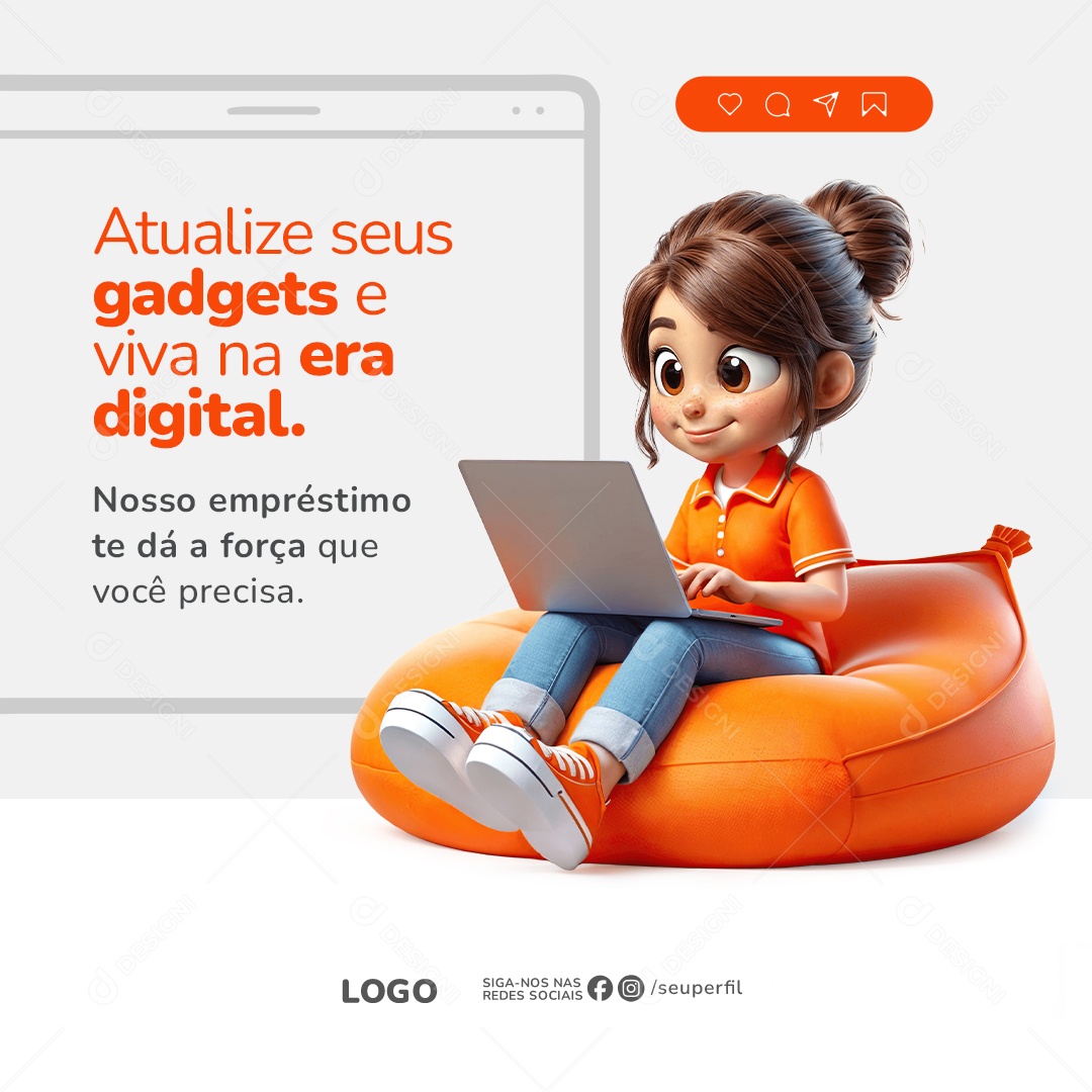 Empréstimo Atualize seus Gadgets e Viva na Era Digital Social Media PSD Editável
