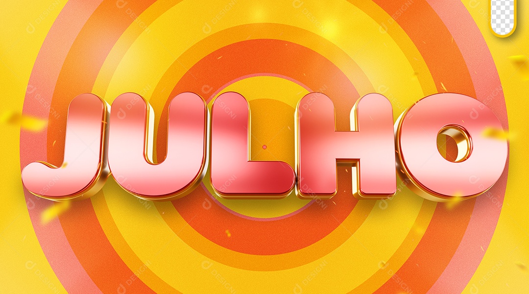 Julho Selo 3D Vermelho e Amarelo para Composição PSD