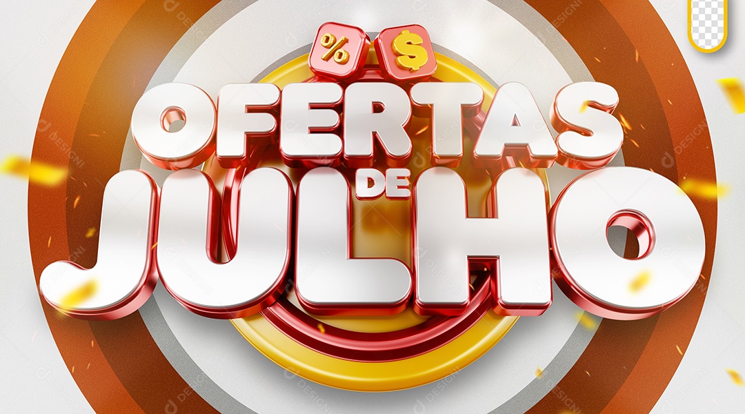 July Offers: 3D White and Red Stamp for PSD Composition