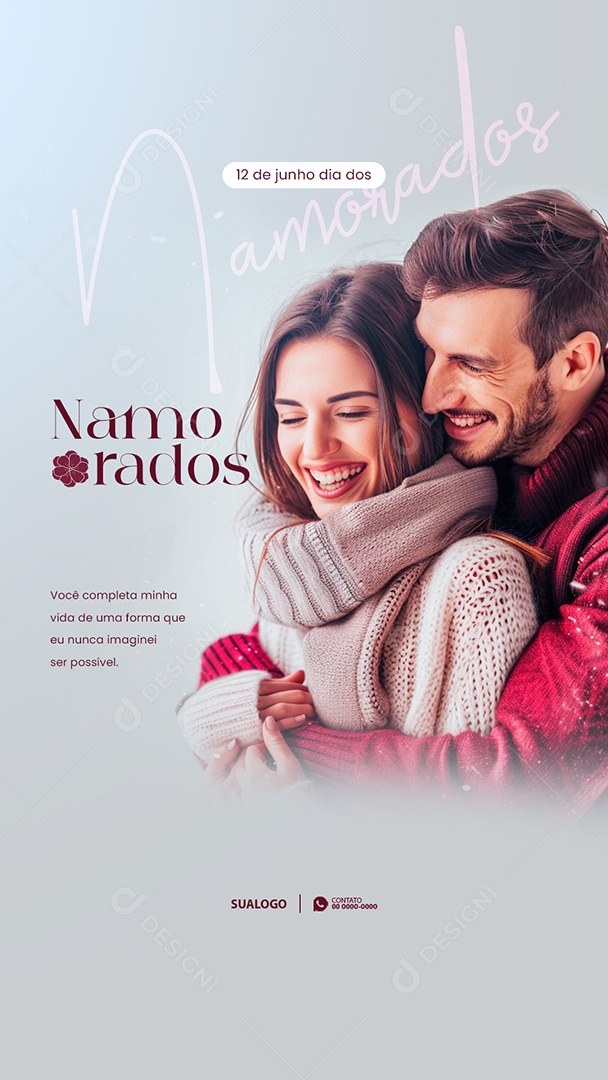 Story Dia dos Namorados 12 de Junho Você Completa Minha Vida Social Media PSD Editável