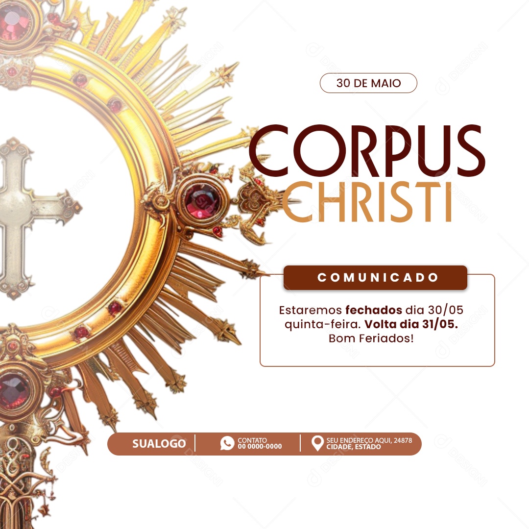 Corpus Christi Comunicado Social Media PSD Editável
