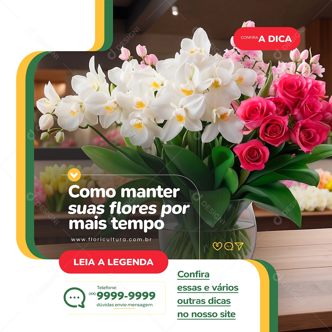 Flower Shop How to Keep Your Flowers Longer Editable Social Media PSD