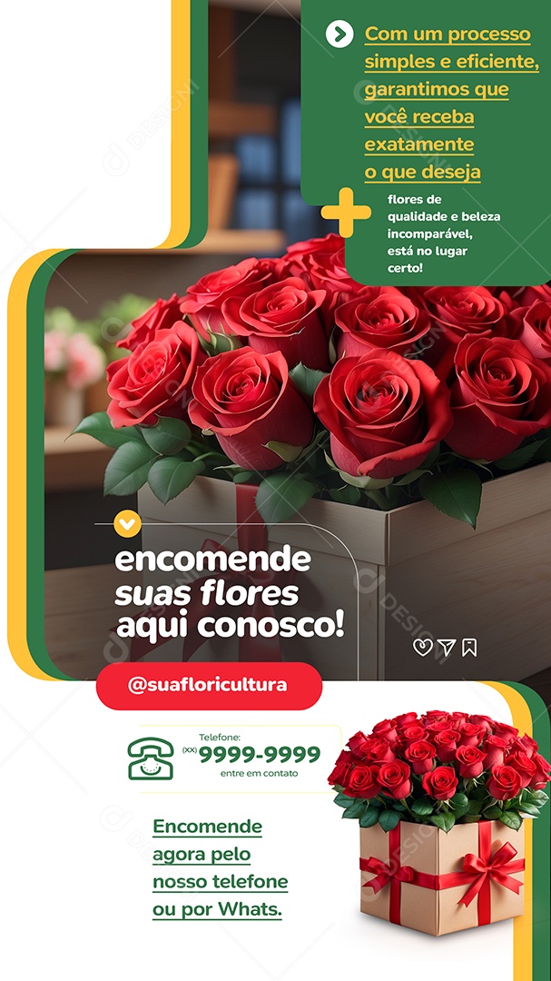 Story Floricultura Encomende suas Flores Aqui Conosco Social Media PSD Editável