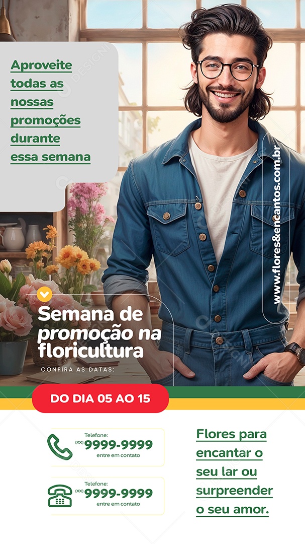 Story Social Media Semana de Promoção na Floricultura PSD Editável