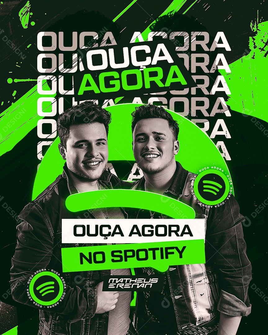 Flyer Ouça Agora no Spotify Matheus e Renan Social Media PSD Editável