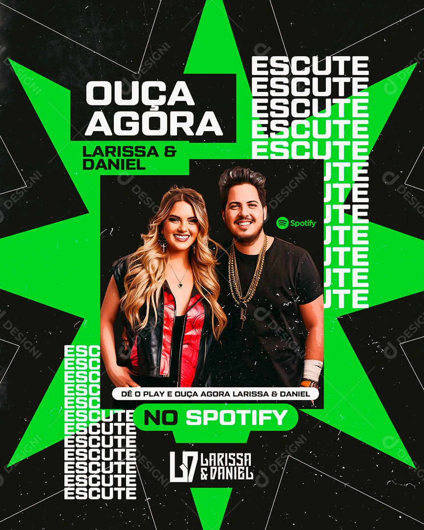 Flyer Ouça Agora Larissa e Daniel Social Media PSD Editável