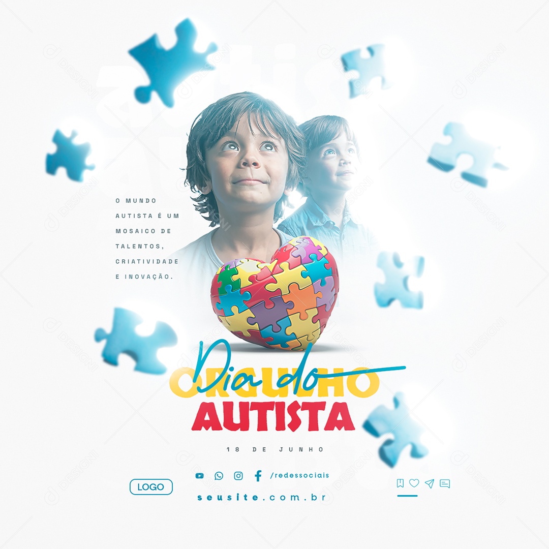 Social Media Dia do Orgulho Autista 18 de Junho PSD Editável