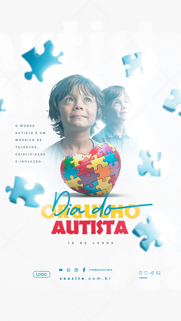 Story Dia do Orgulho Autista 18 de Junho Social Media PSD Editável