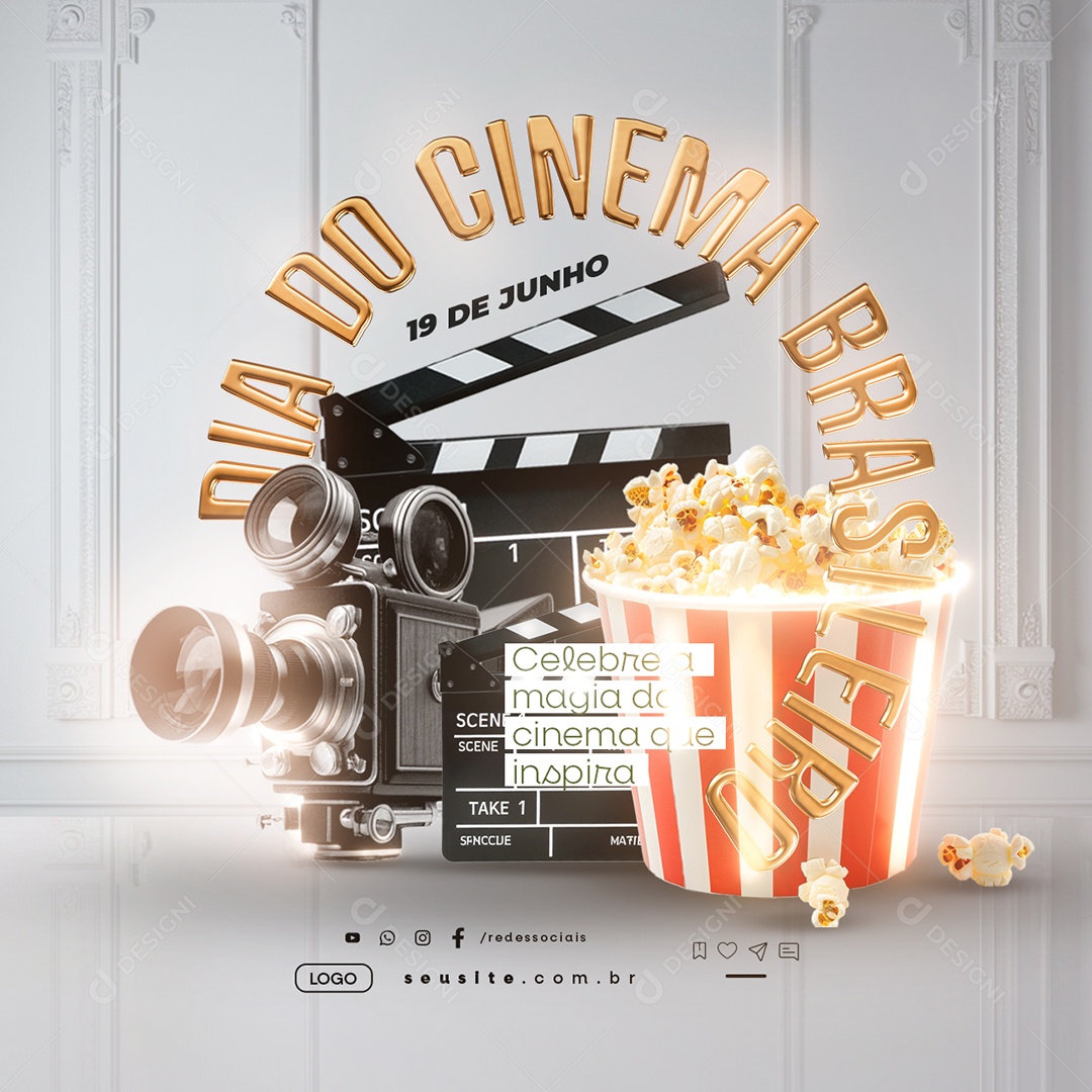 Dia do Cinema Brasileiro 19 de Junho Celebre a Magia do Cinema Social Media PSD Editável