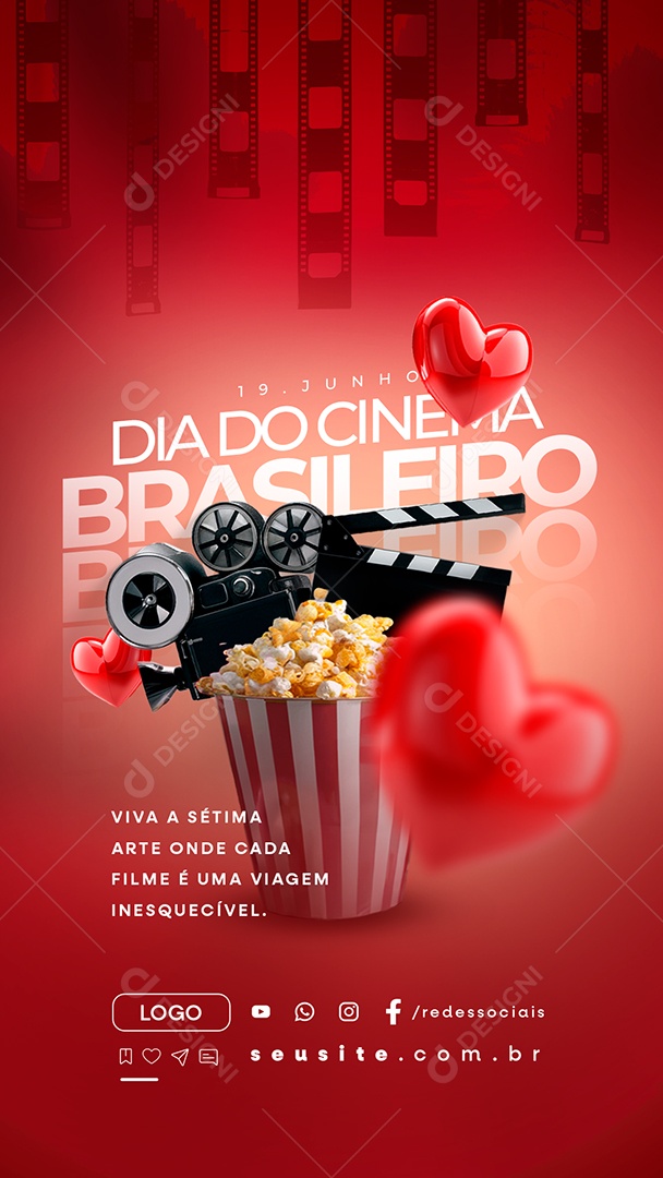 Story Dia do Cinema Brasileiro 19 de Junho Viva a Sétima Arte Social Media PSD Editável