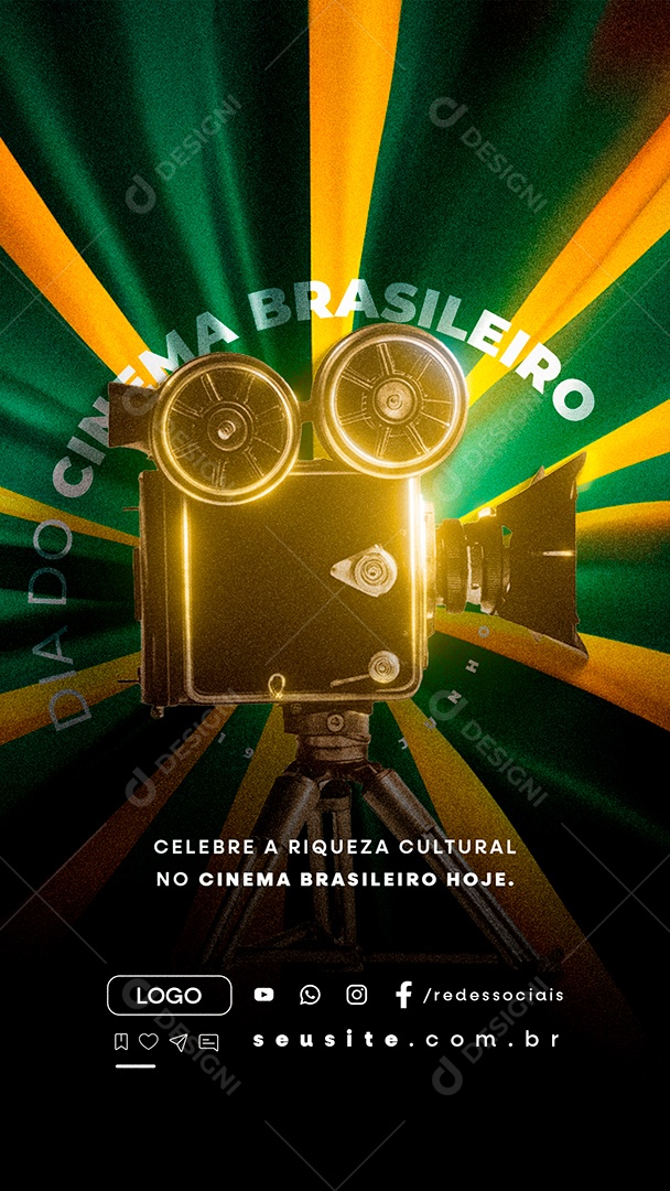 Story Dia do Cinema Brasileiro 19 de Junho Celebre a Riqueza Social Media PSD Editável