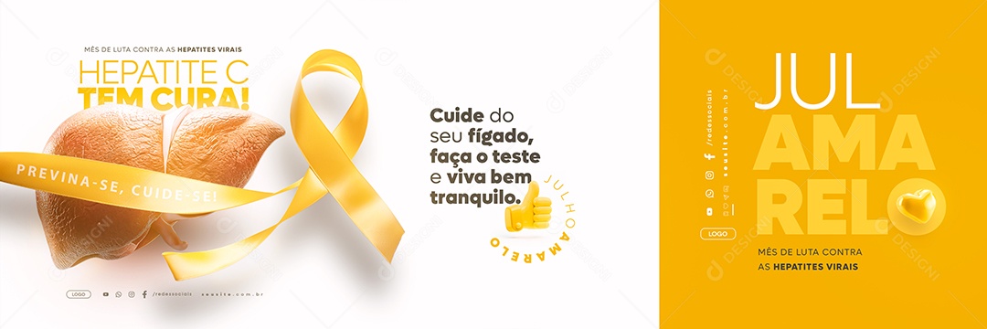 Carrossel Julho Amarelo Mês de Luta Contra as Hepatites Virais Social Media PSD Editável