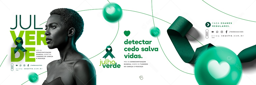 Carrossel Julho Verde Detectar Cedo Salva Vidas Social Media PSD Editável