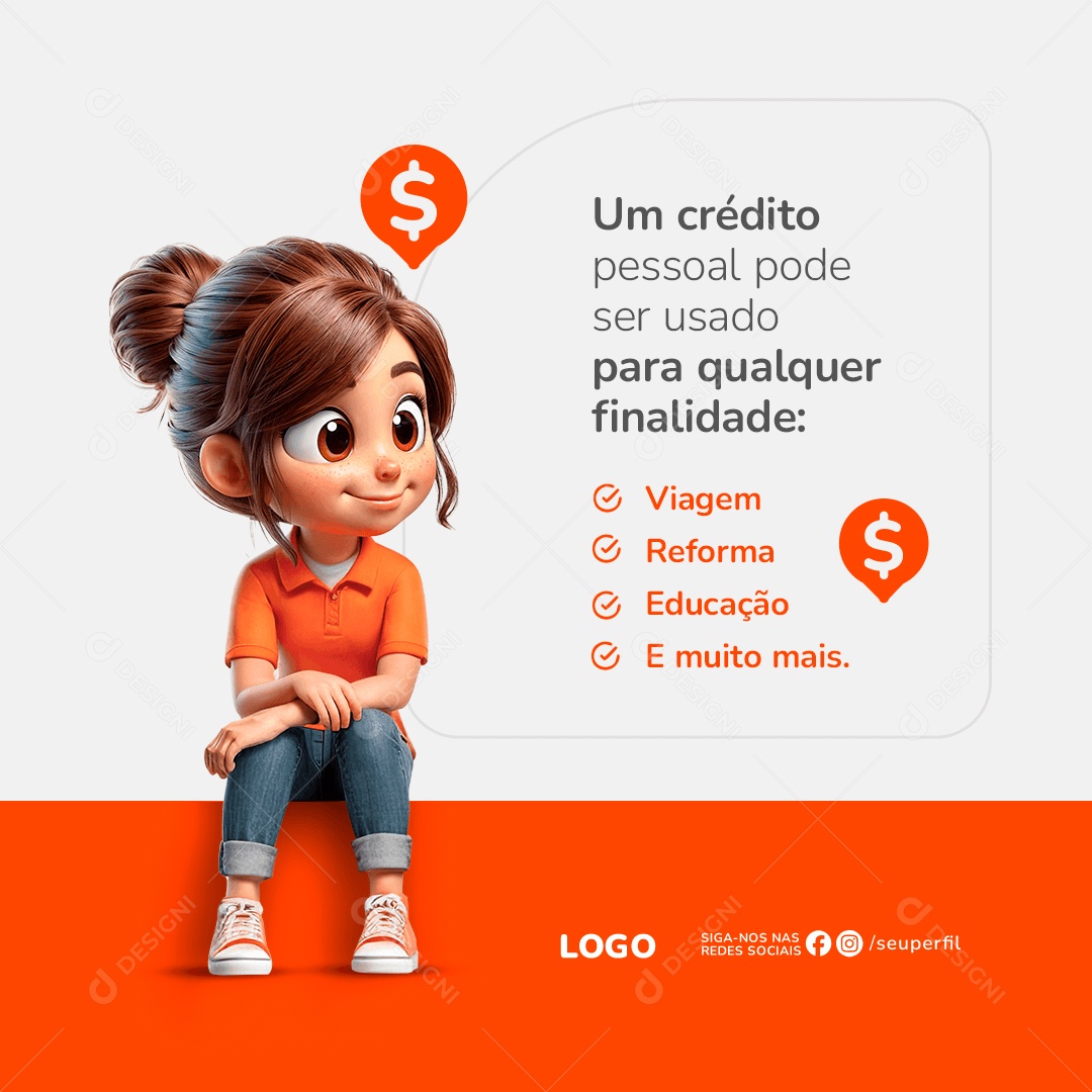 Social Media Empréstimo Consignado Crédito PSD Editável