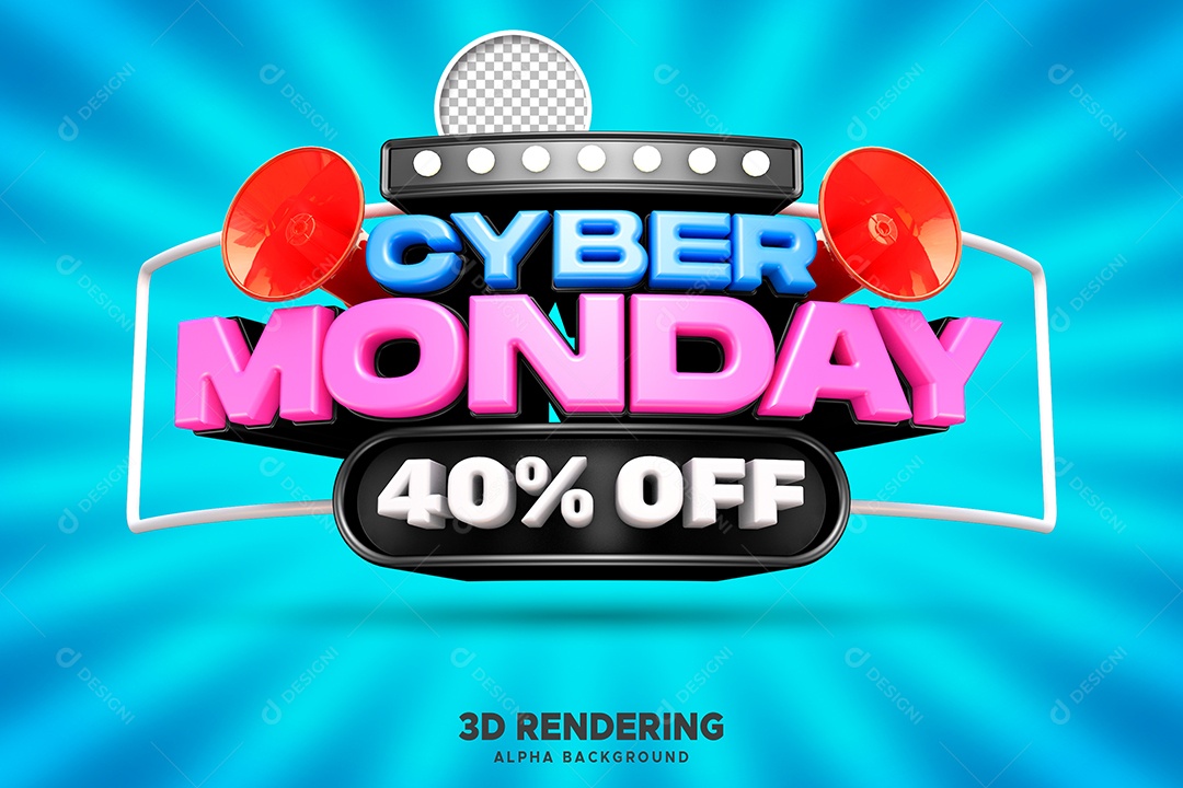 Cyber Monday 40% de Desconto Selo 3D Para Composição PSD