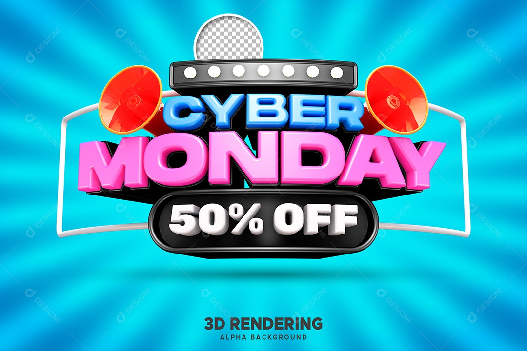 Cyber Monday 50% de Desconto Selo 3D Para Composição PSD