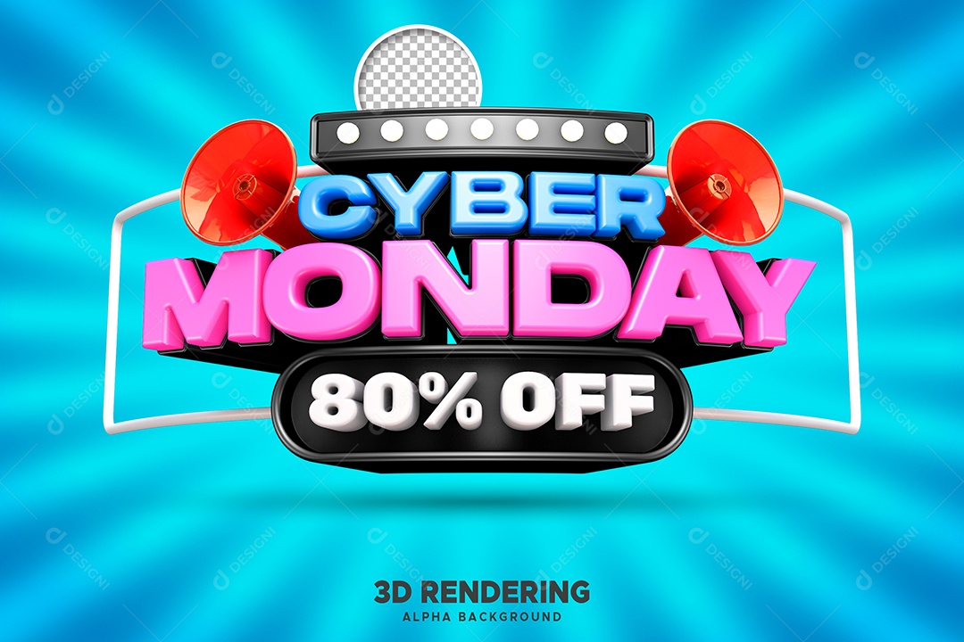 Cyber Monday 80% de Desconto Selo 3D Para Composição PSD
