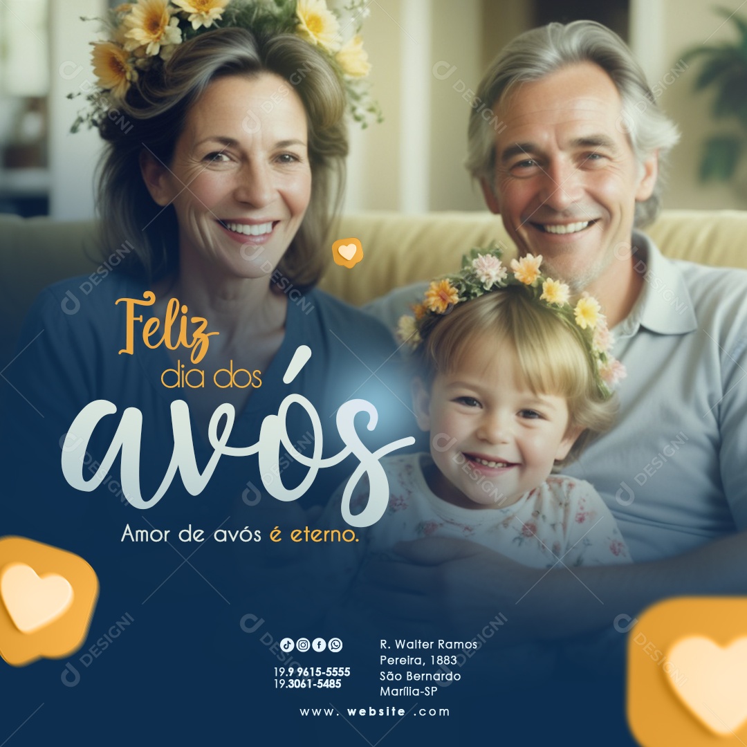Feliz Dia dos Avós 26 de Julho Amor de Avós é Eterno Social Media PSD Editável