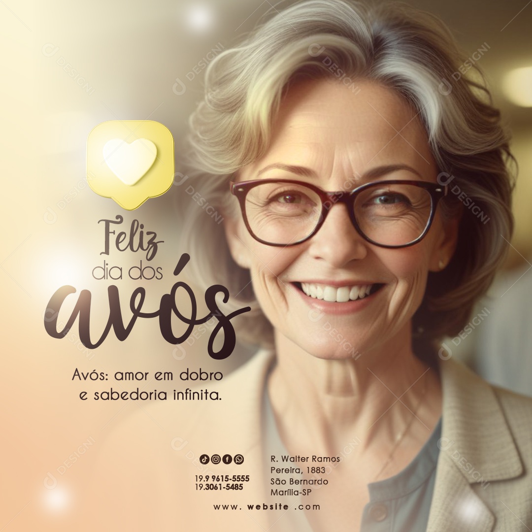 Feliz Dia dos Avós 26 de Julho Amor em Dobro Social Media PSD Editável