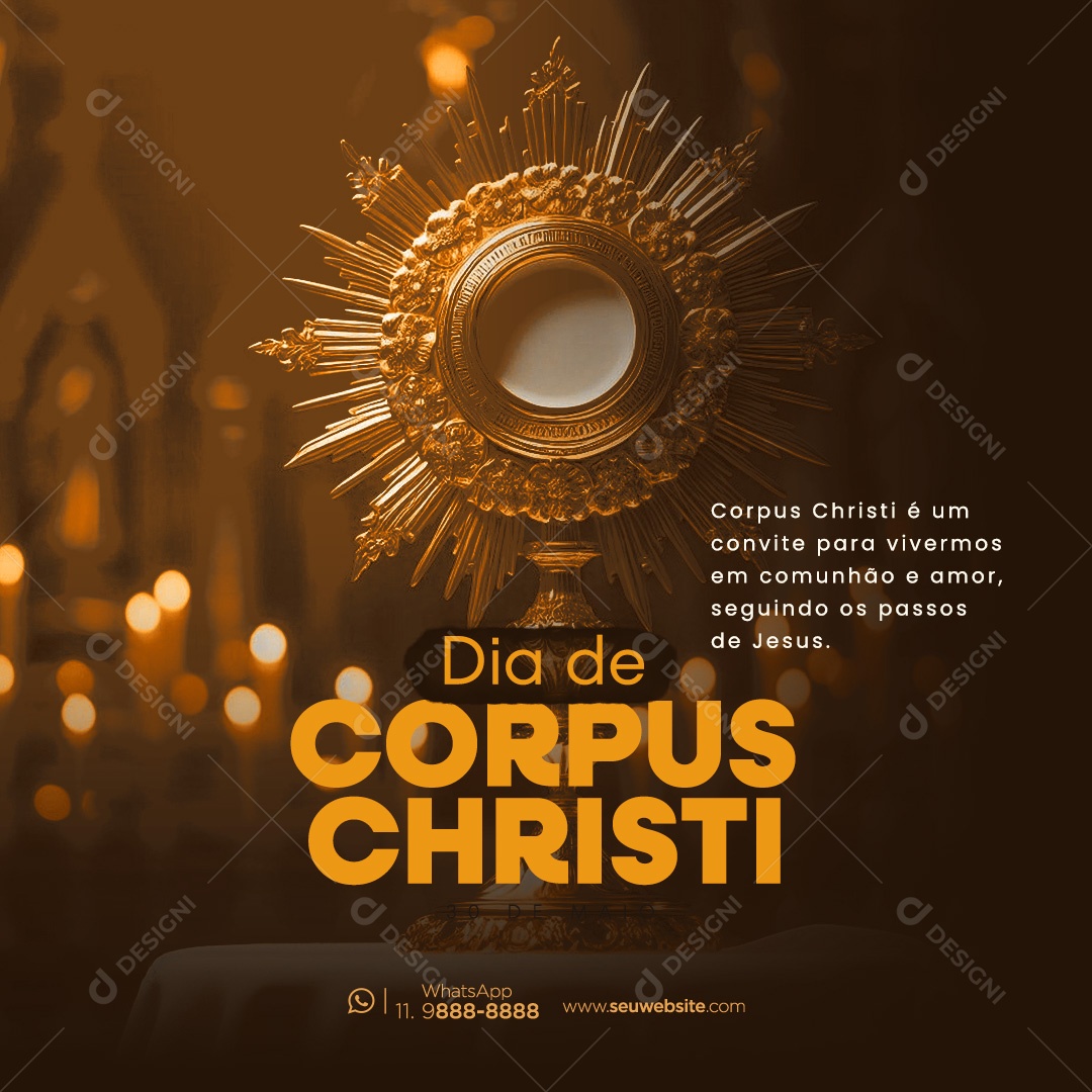 Dia de Corpus Christi 30 de Maio Convite para Vivermos em Comunhão Social Media PSD Editável