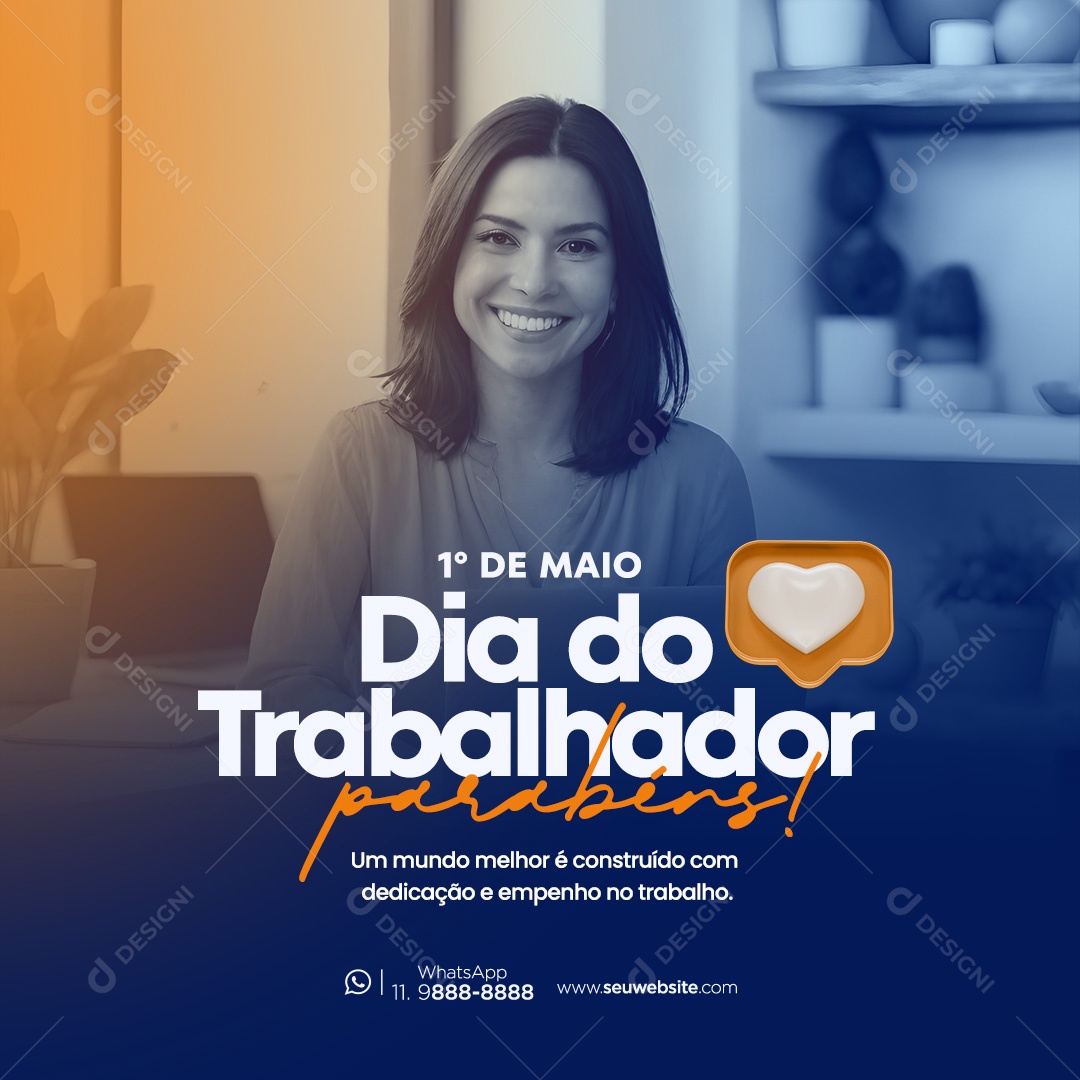 Dia Do Trabalhador 1 de Maio Parabéns Social Media PSD Editável