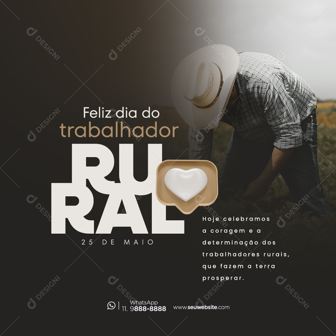 Feliz Dia do Trabalhador Rural 25 de Maio Social Media PSD Editável