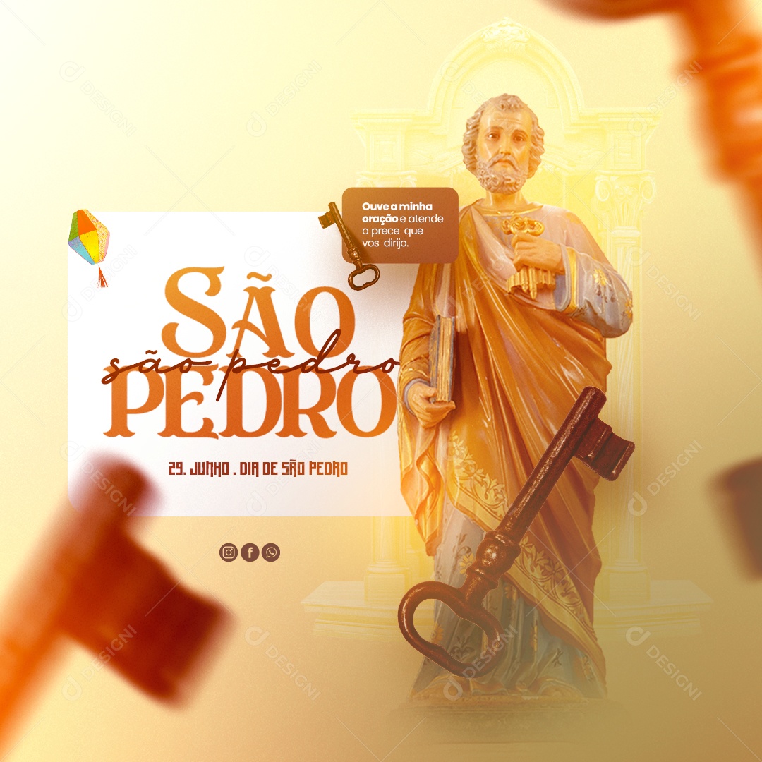 Dia de São Pedro 29 de Junho Ouve Minha Oração Social Media PSD Editável