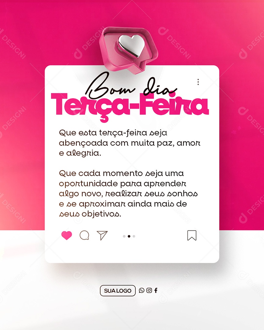 Social Media Frase Motivacional Bom dia Terça-feira PSD Editável