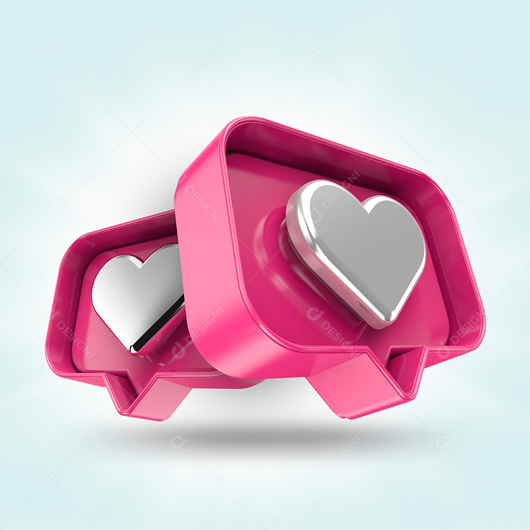 Elemento 3D Coração Rosa Para Composição PSD