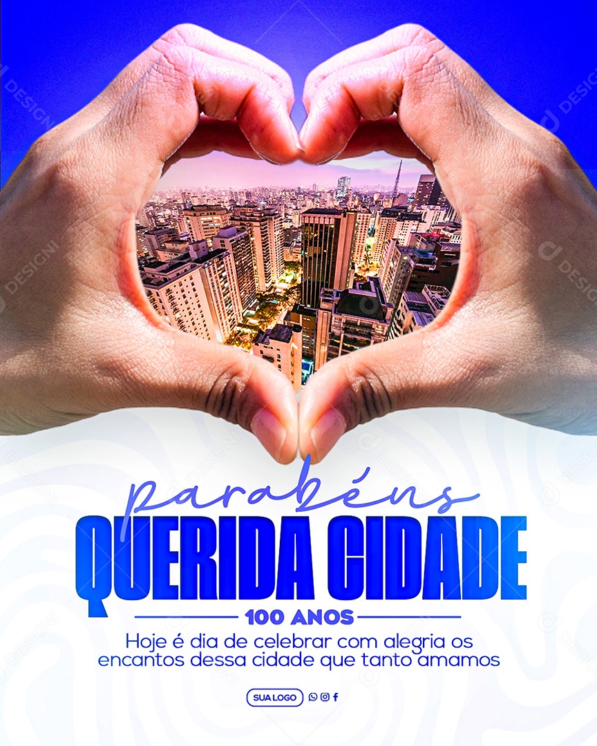 Social Media Parabéns Cidade PSD Editável