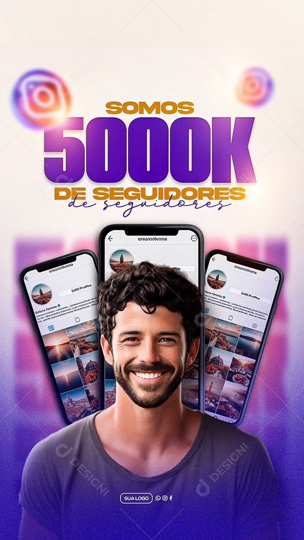 Seguidores Somos Mais de 5k Obrigado Social Media PSD Editável