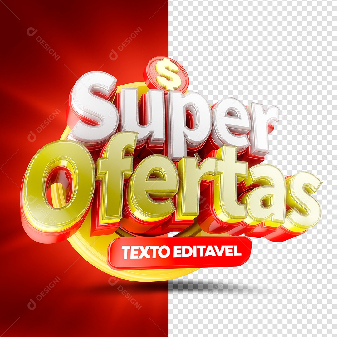 Super Ofertas Selo 3D Vermelho Para Composição PSD