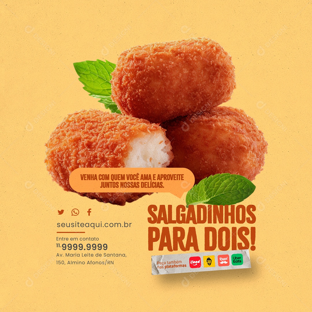 Salgados para Dois Social Media PSD Editável