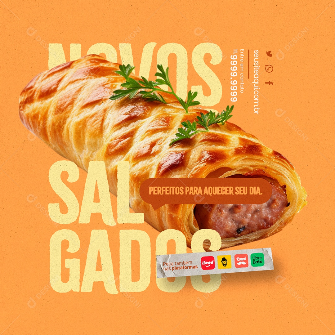 Salgados Novos Social Media PSD Editável