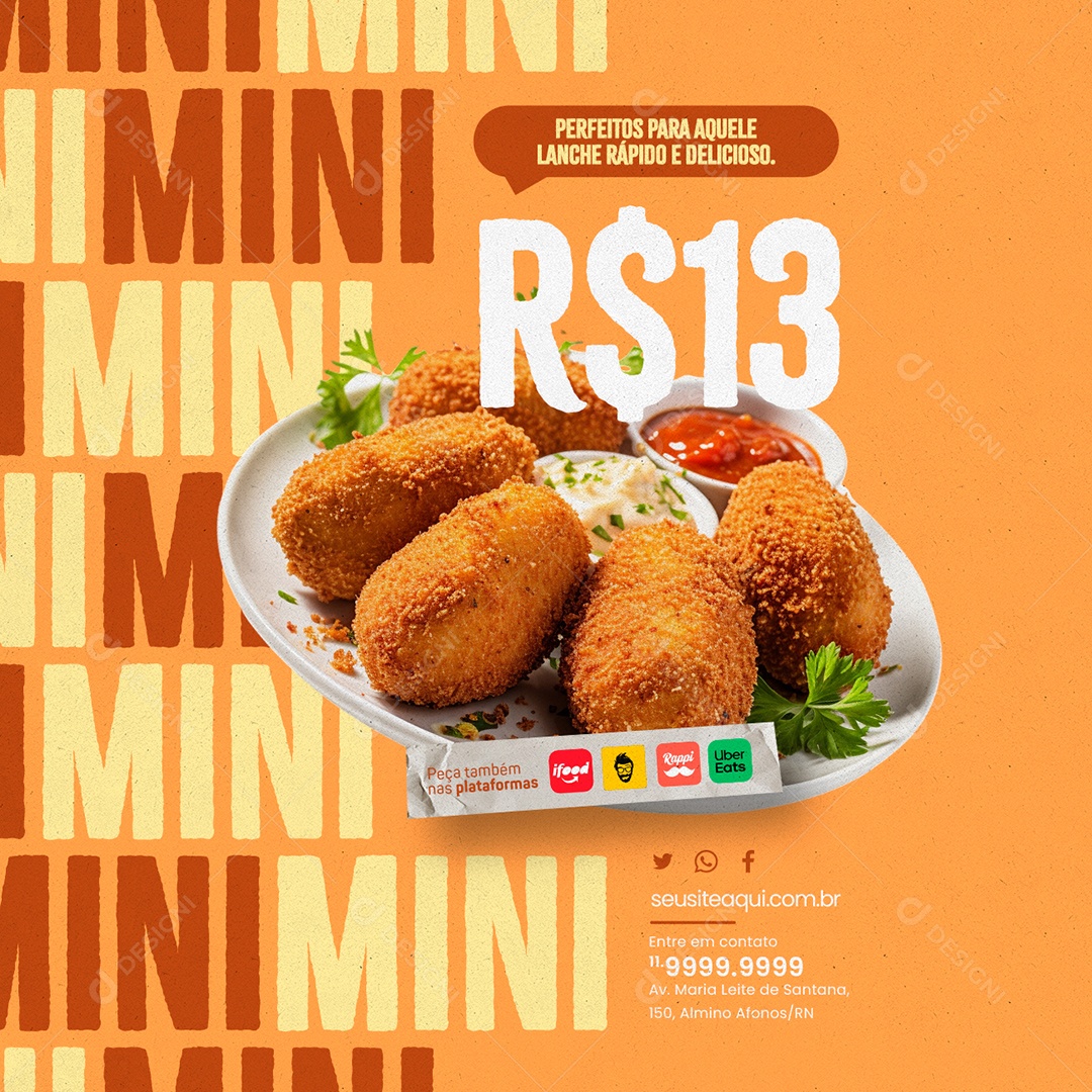 Perfeitos para Aquele Lanche Rápido Social Media PSD Editável