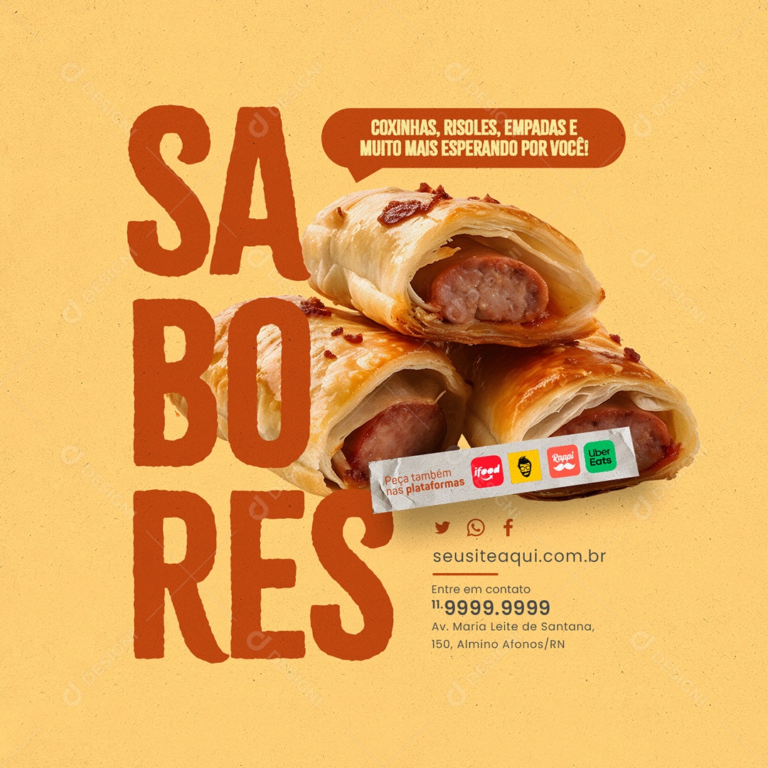 Coxinhas Risoles Empadas e Muito mais Social Media PSD Editável