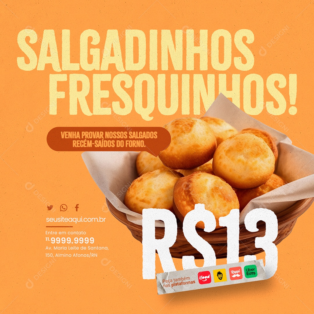 Salgadinhos Fresquinhos Social Media PSD Editável