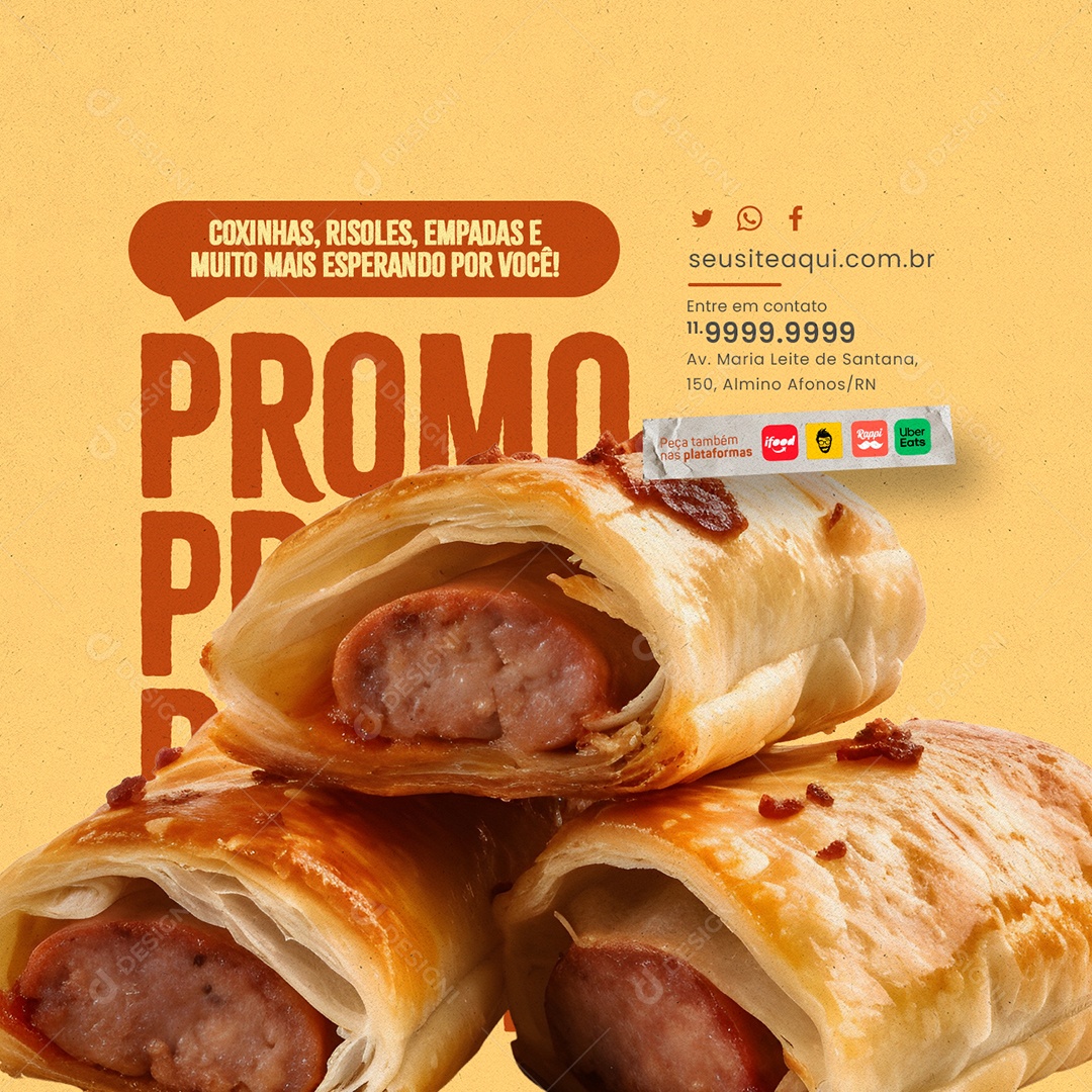 Coxinhas Risoles Empadas e Muito mais Promoção Social Media PSD Editável