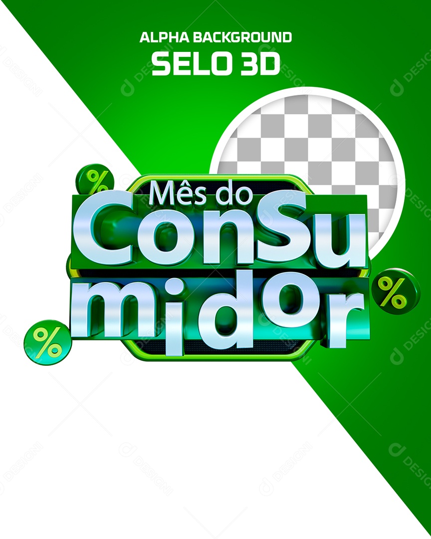 Mês do Consumidor Selo 3D para Composição PSD