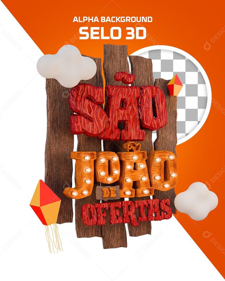 São João de Ofertas Selo 3D para Composição PSD
