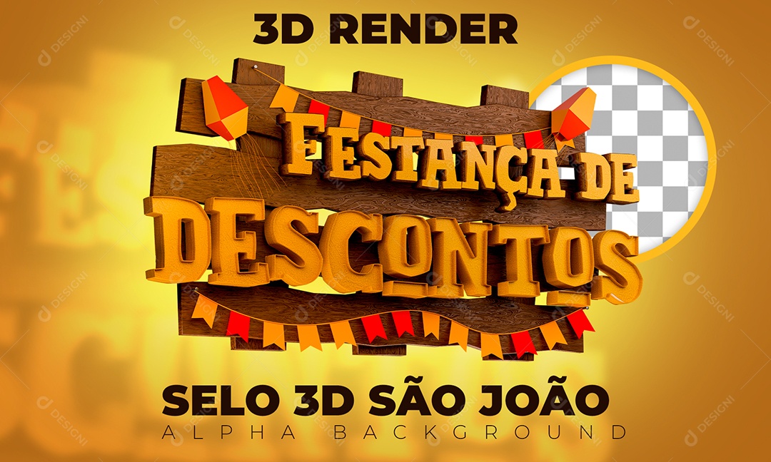 Festança de Descontos Selo 3D para Composição PSD