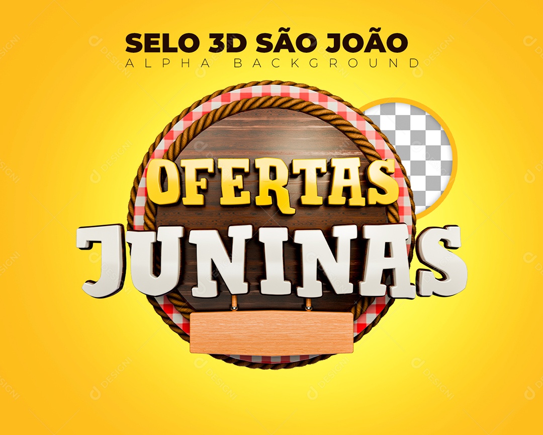 Ofertas Junina Selo 3D para Composição PSD